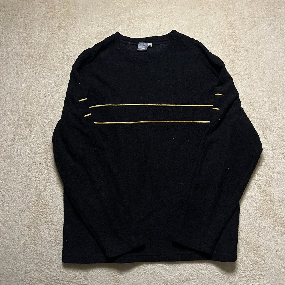 Vintage No Fear Black/Yellow Striped Longsleeve Size XLFleece Y2K Skate Grunge